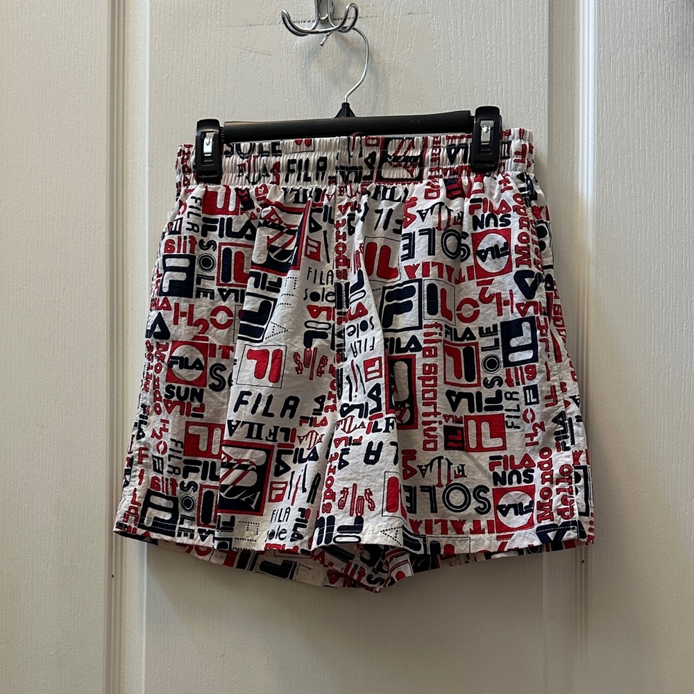 Fila Men's Swim Trunks - Red, Black, White Graphic
